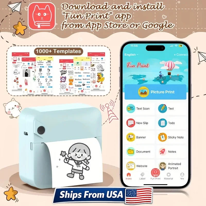 Portable Mini Thermal Sticker Printer